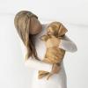 image:imageWillow Tree Cozy Close Together we Three Loving Embrace from Mother Grandmother Caregiver Nanny Depicts Playful Relationship and Imaginative Play Sculpted HandPainted FigureGolden Dog